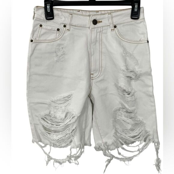 NWT SER.O.YA Sammy Mid Rise Jean Short Size 23 Cut Off White Denim - Picture 1 of 11